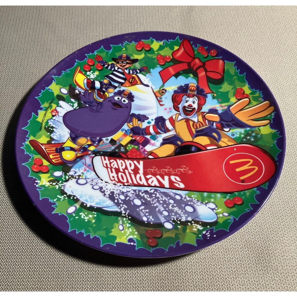 McDonald's Christmas Plate Collector Plate Snowboard